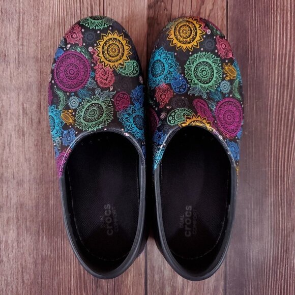 Crocs Womens 6 Neria Pro II Clog Multi Floral Slip Resistant Work Shoes 205385 - Picture 7 of 15